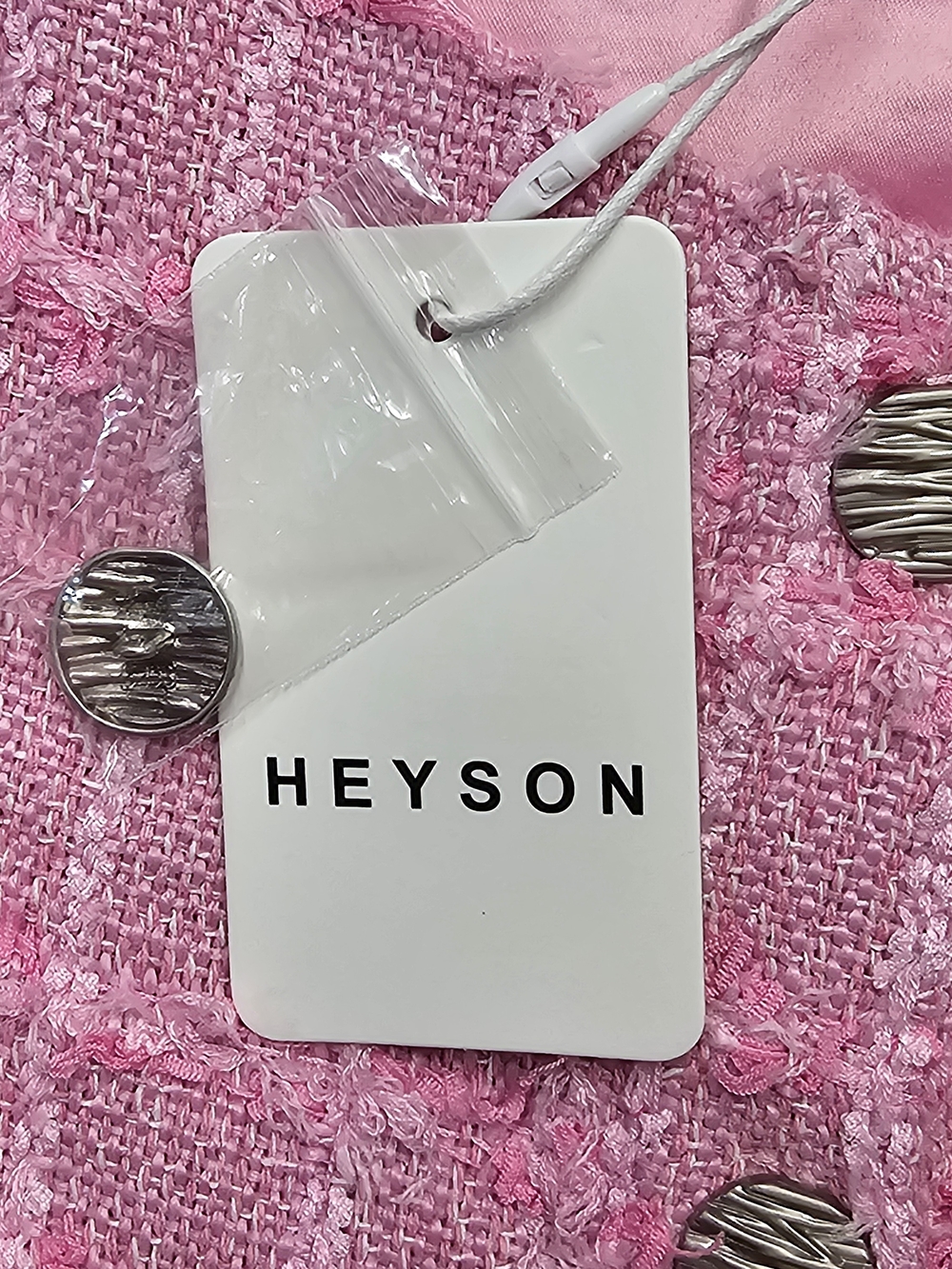 Heyson Bubblegum Pink Tweed Vest Button Down NWT Size Large Chic Textured - Picture 6 of 7
